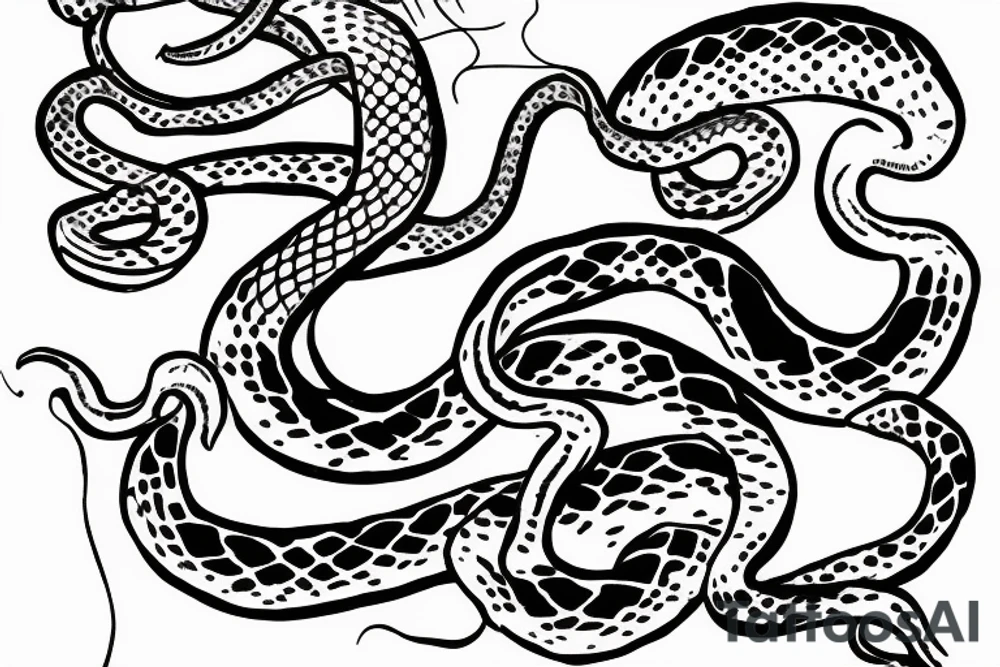 a snake that is long, straight and simple with an open mouth tattoo idea