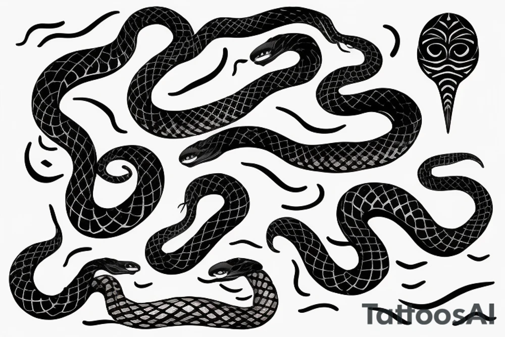 a snake that is long, straight and simple with an open mouth tattoo idea