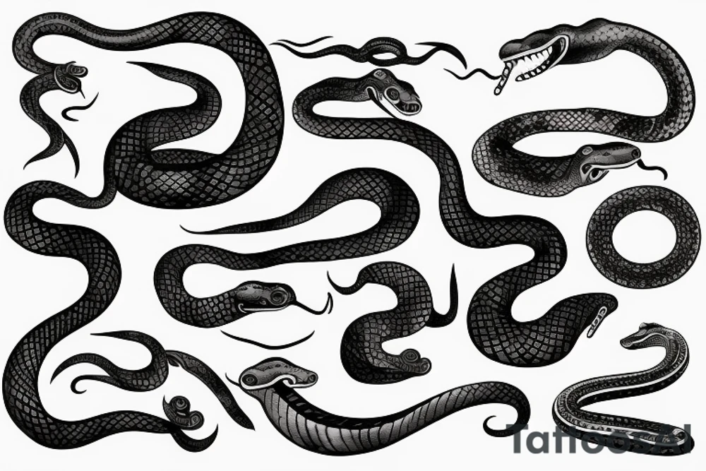 a snake that is long, straight and simple with an open mouth tattoo idea