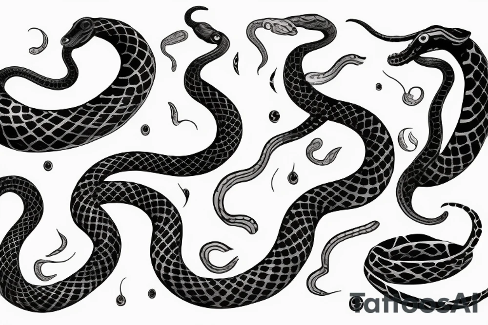 a snake that is long, straight and simple with an open mouth tattoo idea