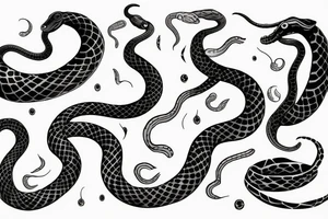 a snake that is long, straight and simple with an open mouth tattoo idea