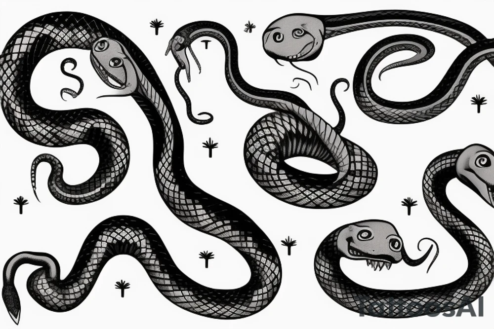 a snake that is long, straight and simple with an open mouth tattoo idea
