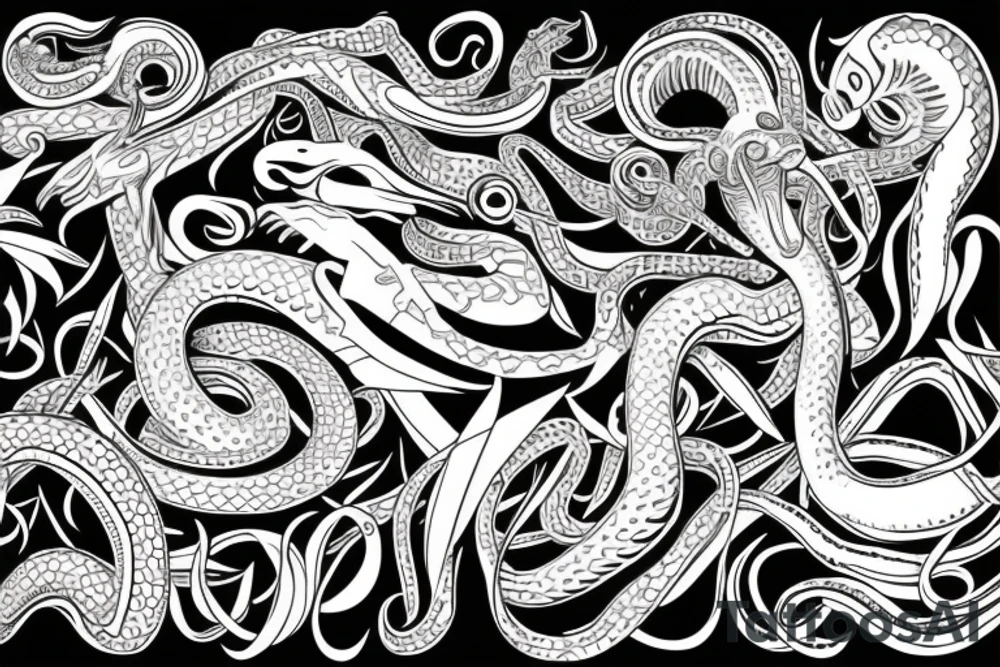 a snake that is long, straight and simple with an open mouth tattoo idea
