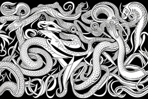 a snake that is long, straight and simple with an open mouth tattoo idea