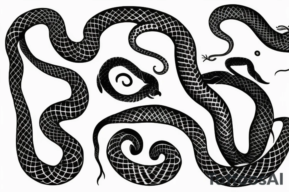 a snake that is long, straight and simple with an open mouth tattoo idea