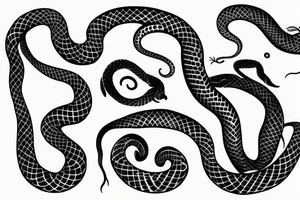 a snake that is long, straight and simple with an open mouth tattoo idea