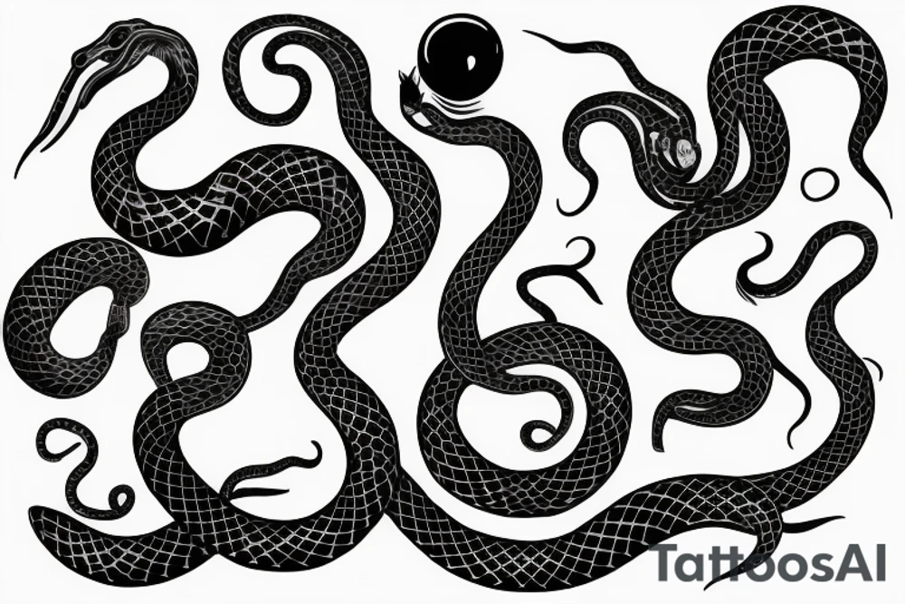 a snake that is long, straight and simple with an open mouth tattoo idea