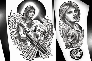 angel with a gun tattoo idea