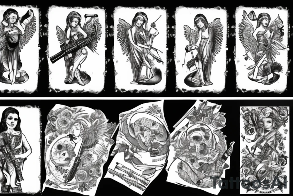 angel with a gun tattoo idea