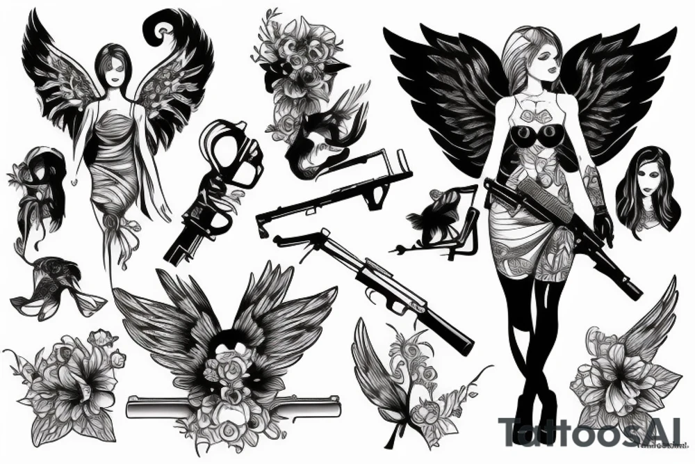 angel with a gun tattoo idea