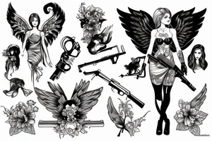 angel with a gun tattoo idea