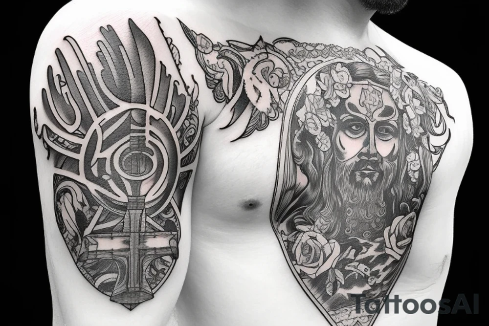 jesus with a guitar tattoo idea