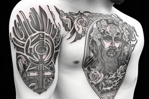 jesus with a guitar tattoo idea