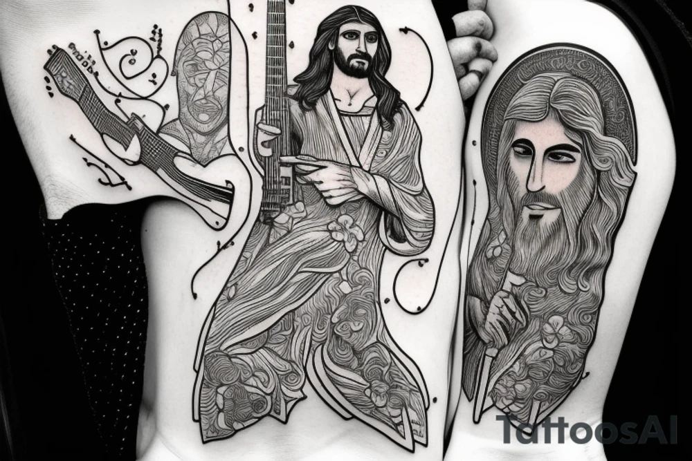jesus with a guitar tattoo idea