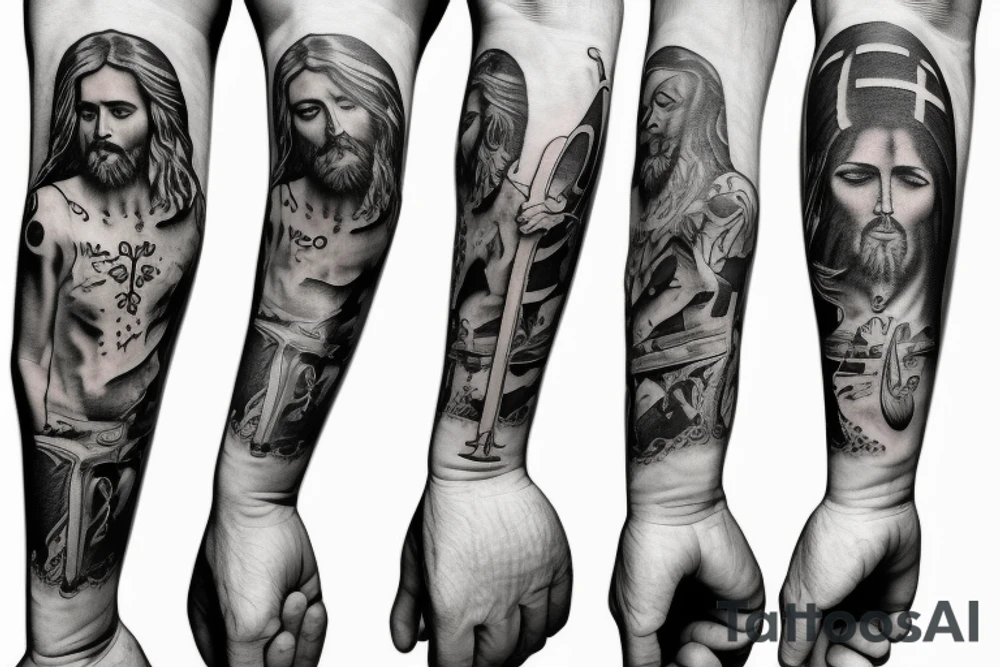 jesus with a guitar tattoo idea