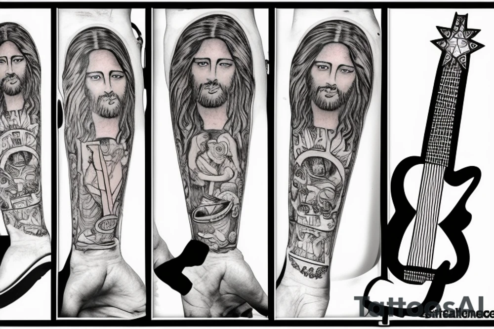 jesus rocking with a guitar tattoo idea