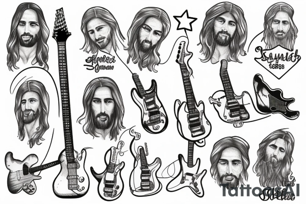 jesus rocks with a guitar tattoo idea