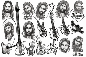 jesus rocks with a guitar tattoo idea