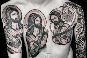 jesus rocks with a guitar tattoo idea