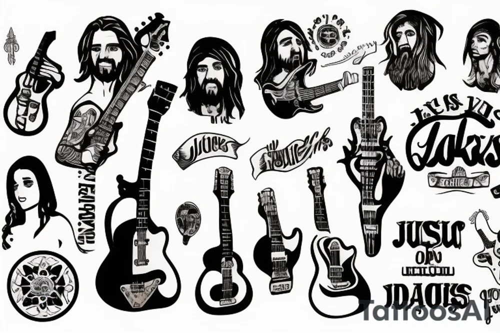 jesus rocks with a guitar tattoo idea
