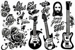 jesus rocks with a guitar tattoo idea