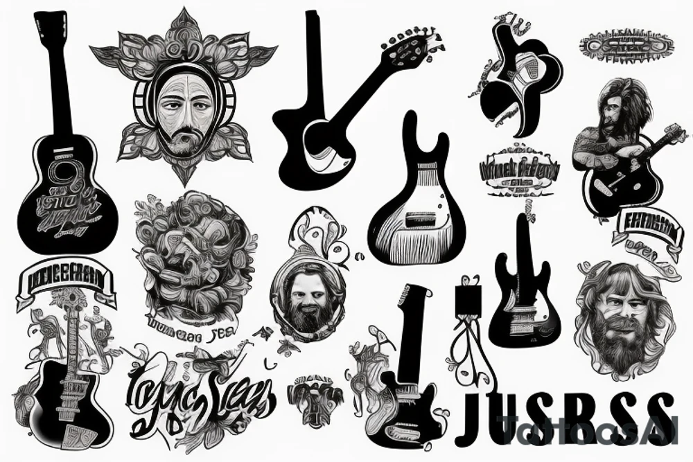jesus rocks with a guitar tattoo idea