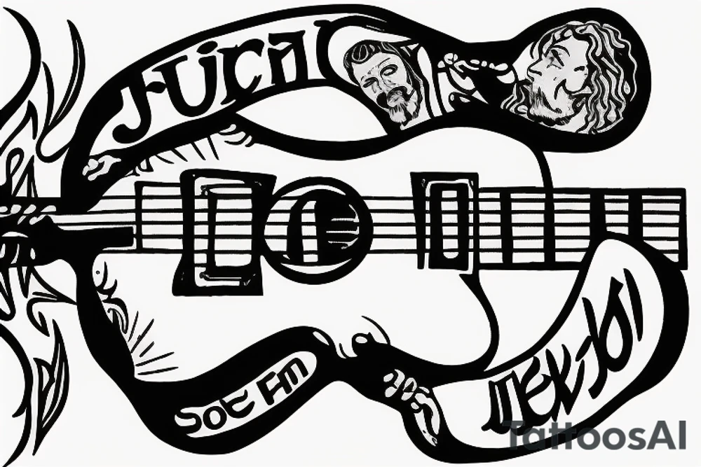 jesus rocks with a guitar tattoo idea