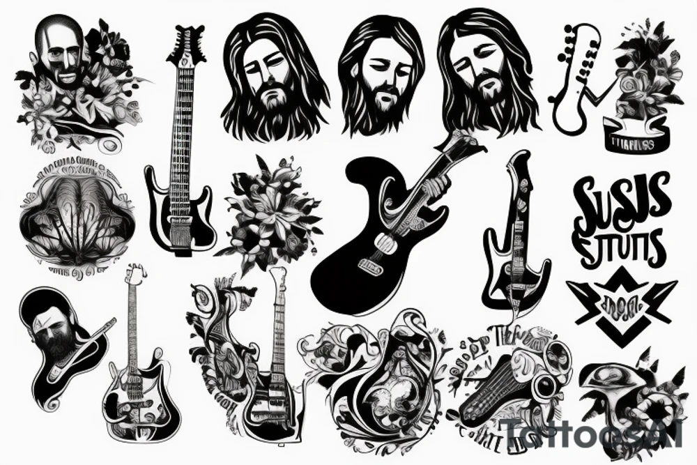 jesus rocks with a guitar tattoo idea
