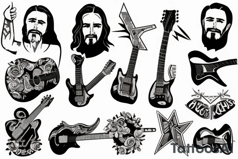 rock jesus with a guitar tattoo idea