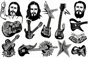 rock jesus with a guitar tattoo idea