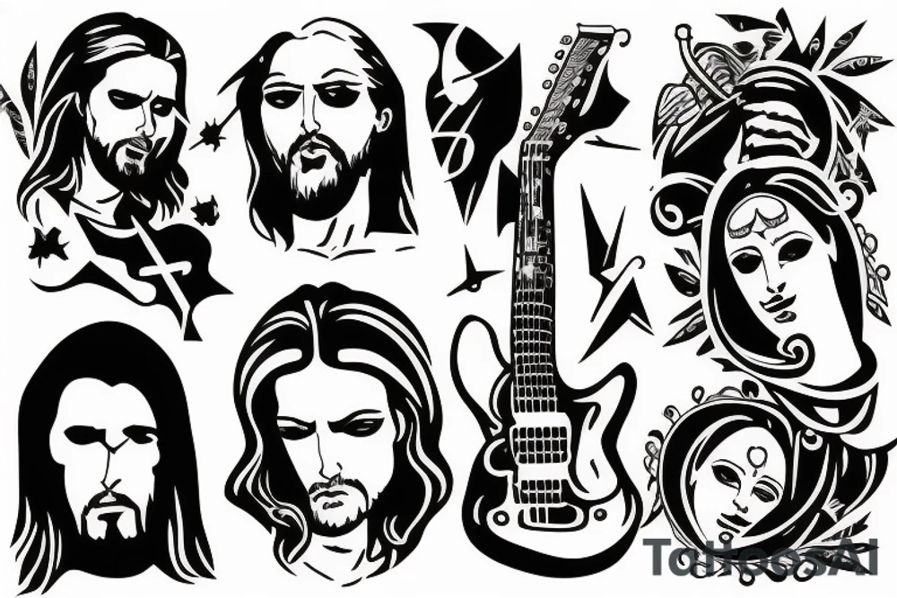rock jesus with a guitar tattoo idea