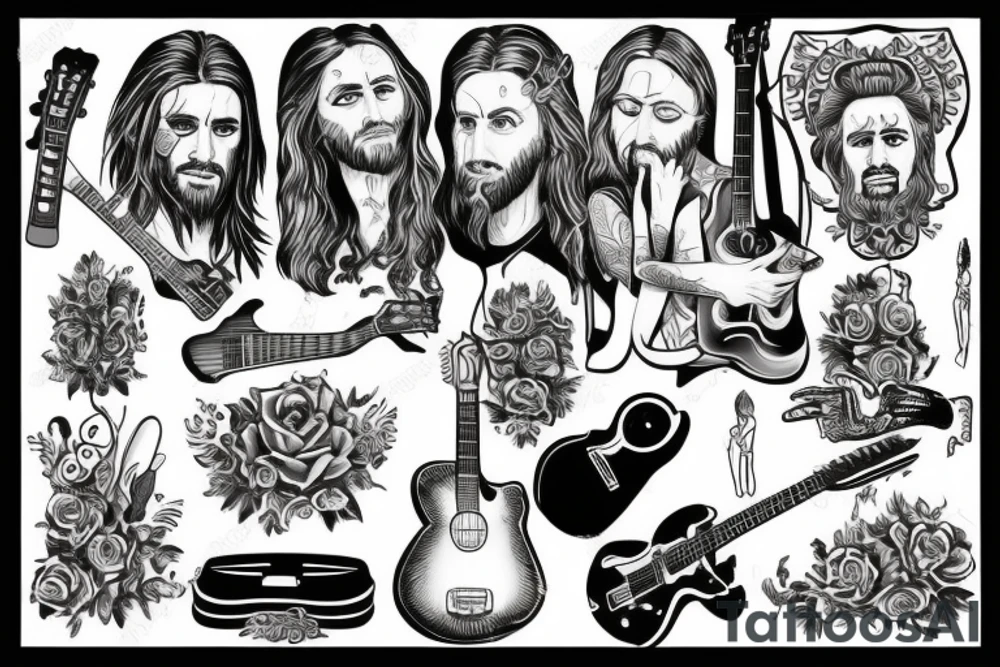rock jesus with a guitar tattoo idea
