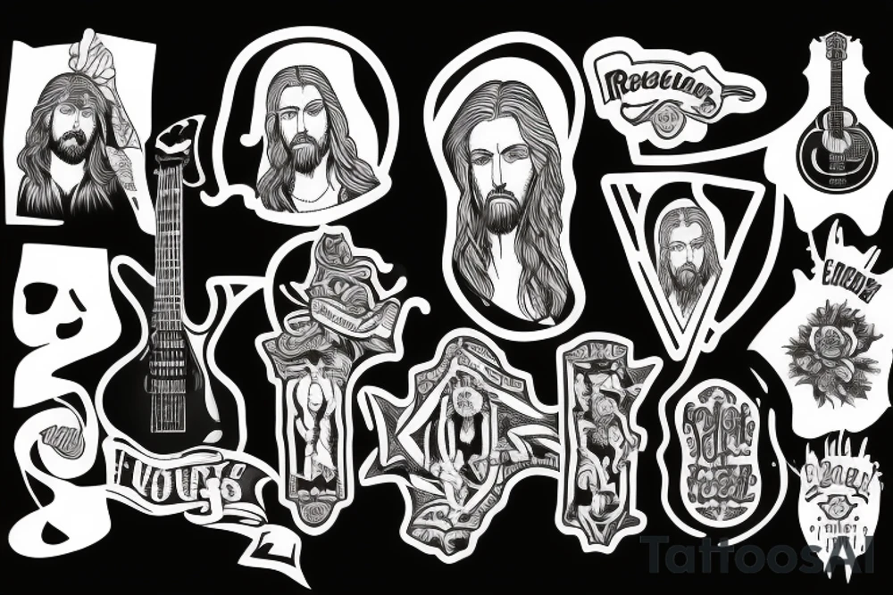 rock jesus with a guitar tattoo idea