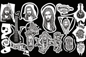 rock jesus with a guitar tattoo idea