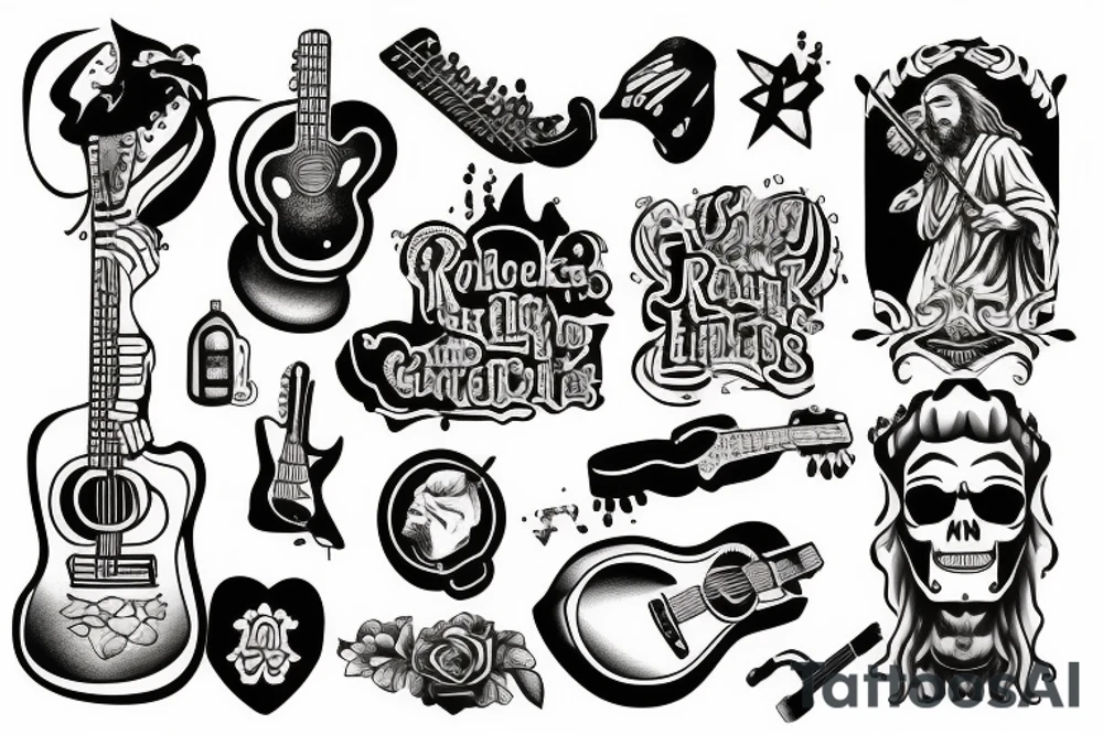 rock jesus with a guitar tattoo idea