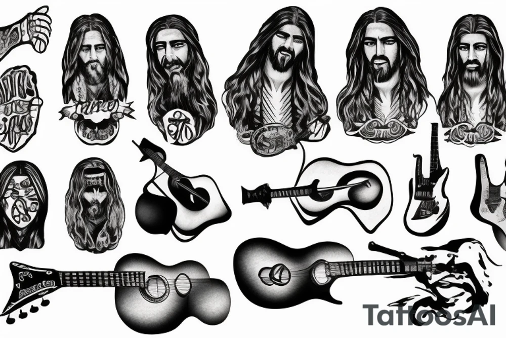 rock jesus with a guitar tattoo idea