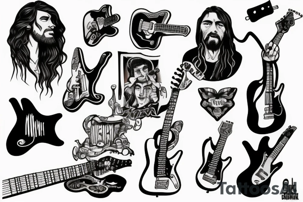 rock jesus with a guitar tattoo idea