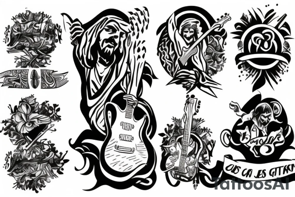 rock jesus with a guitar tattoo idea