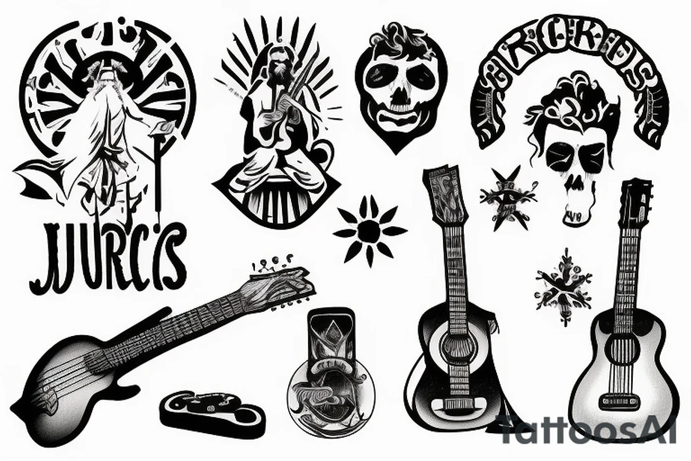 rock jesus with a guitar tattoo idea