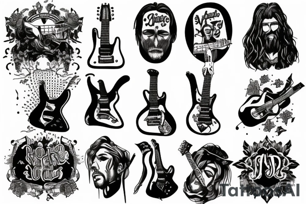 rock jesus with a guitar tattoo idea
