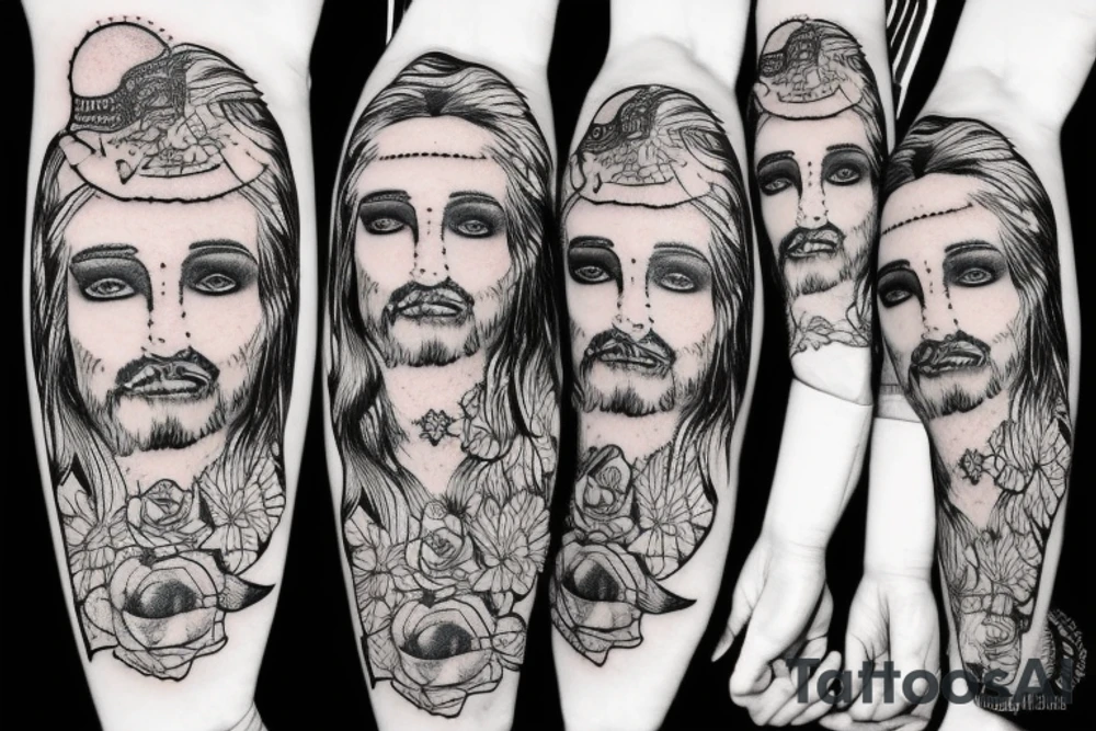 rock jesus with a guitar tattoo idea