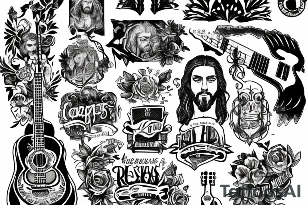 rock jesus with a guitar tattoo idea