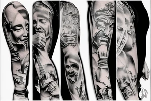 rocking smiling jesus with a guitar tattoo idea