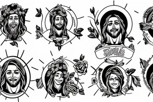 rocking smiling jesus with a guitar tattoo idea