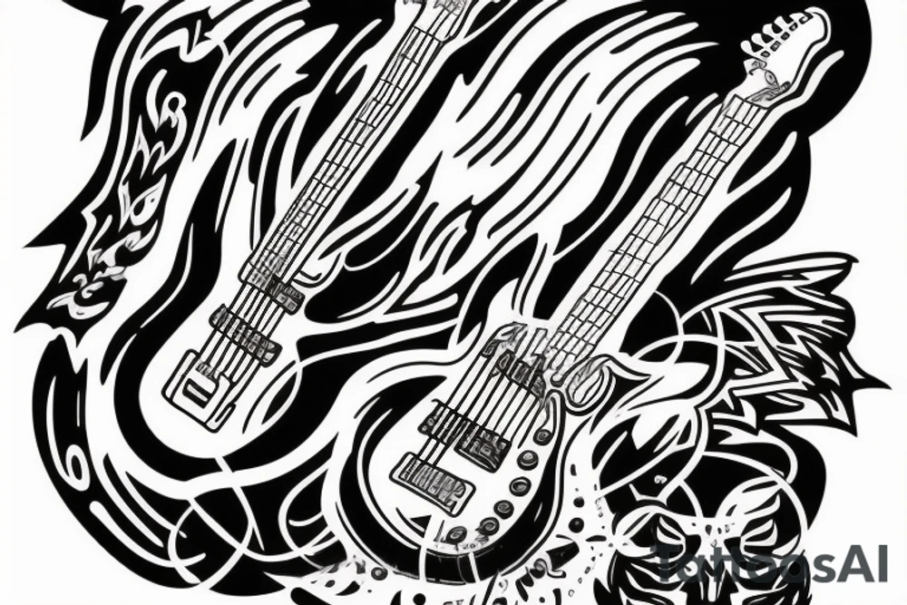 rocking jesus with electric guitar tattoo idea