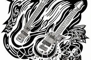 rocking jesus with electric guitar tattoo idea