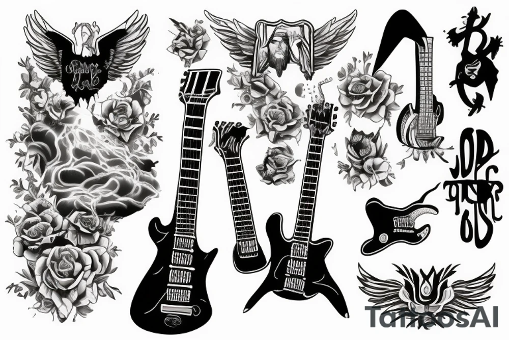 rocking jesus with electric guitar tattoo idea