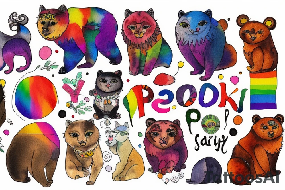 Gay, Pride, cat, bear, punk tattoo idea