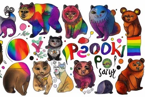 Gay, Pride, cat, bear, punk tattoo idea