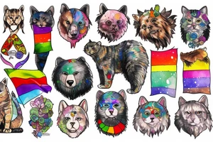 Gay, Pride, cat, bear, punk tattoo idea